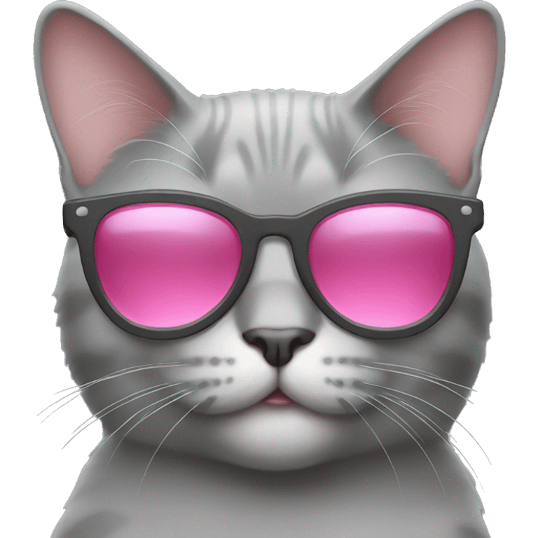 Gray cat with pink sunglasses emoji