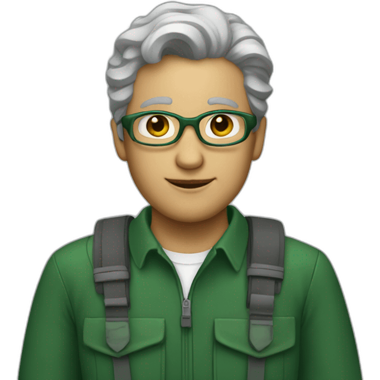 A white expert wears forest-green clothes emoji