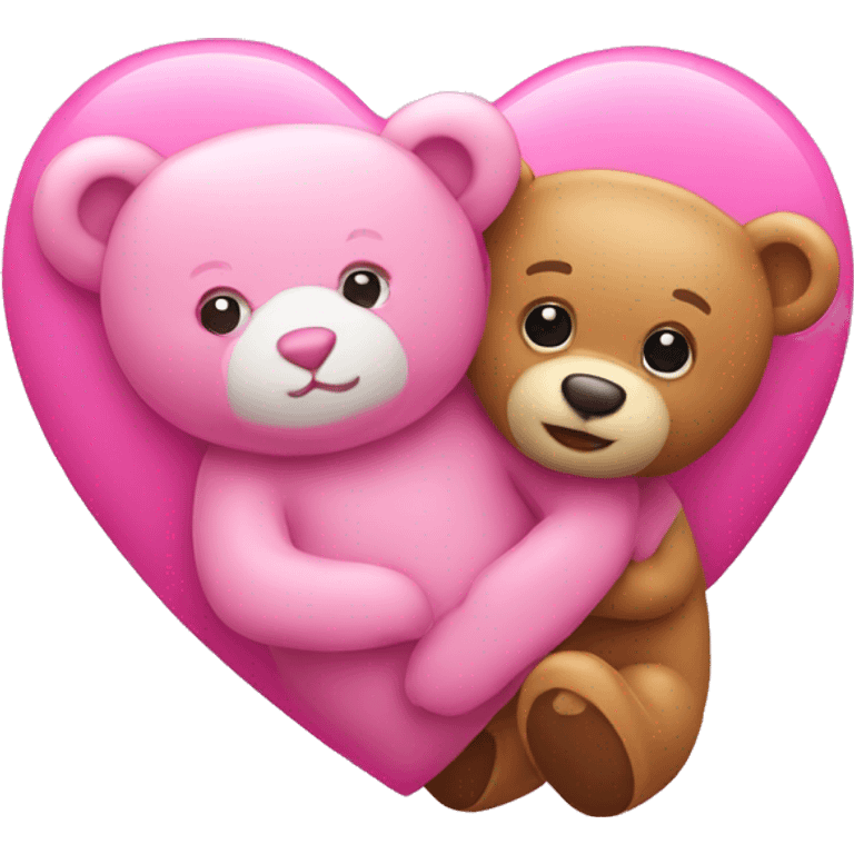 Pink heart with teddy bear emoji