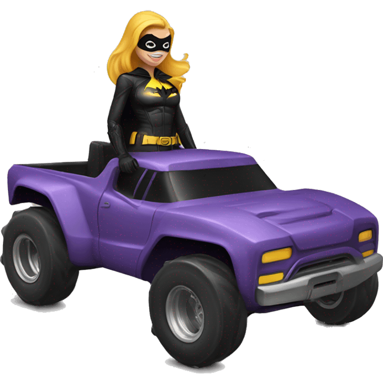 Batgirl in leather, Land yacht monster truck  emoji