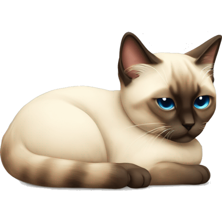 fluffy siamese cat curled up sleeping emoji