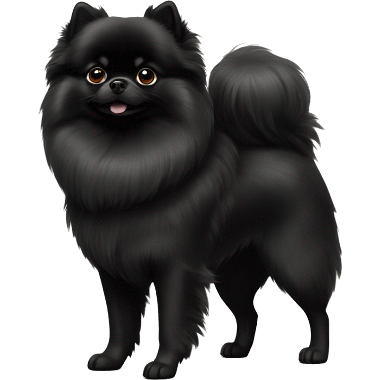 Solid black Pomeranian standing proudly  emoji