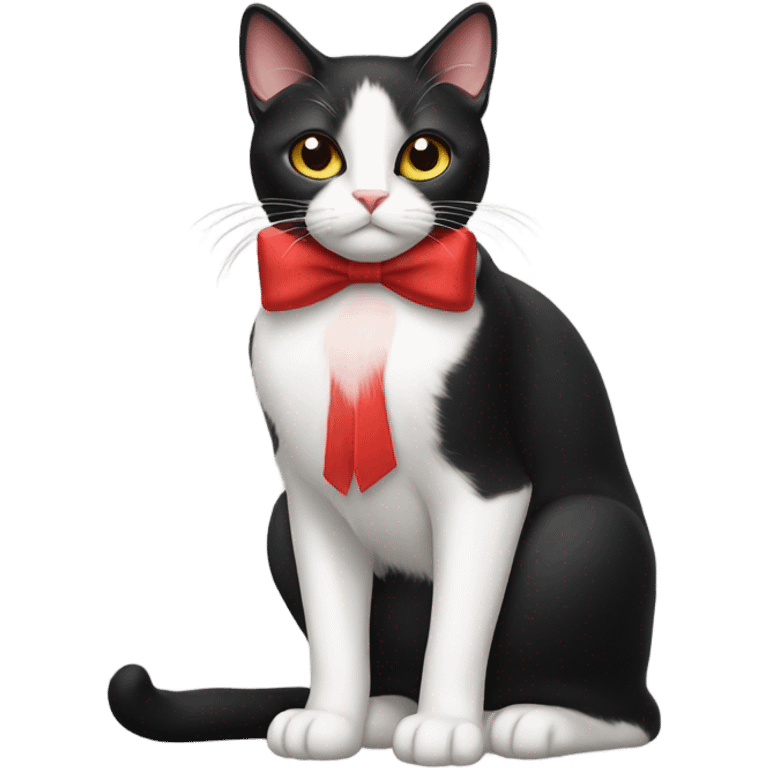 Tuxedo cat with red bow  emoji