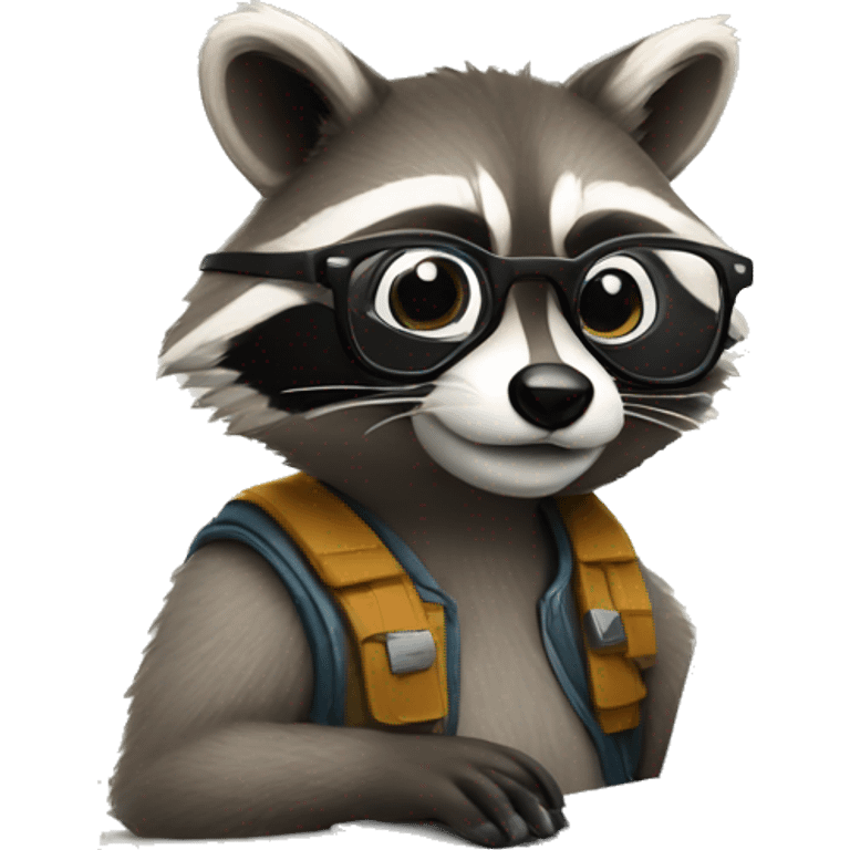 raccoon freelancer in glasses with laptop emoji