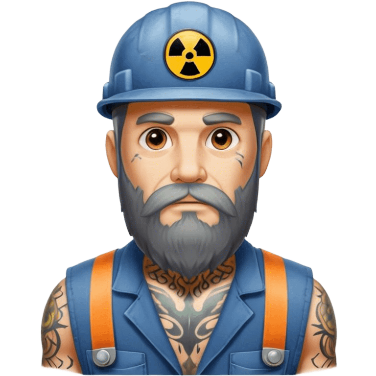 Long beard man with tattoos and cap nuclear worker  emoji