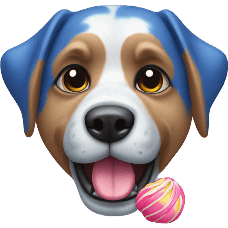 Perro azul con chuches  emoji