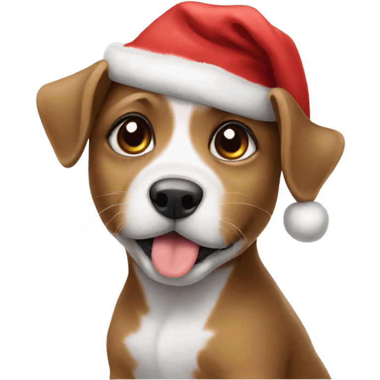 Puppy with a Christmas hat  emoji