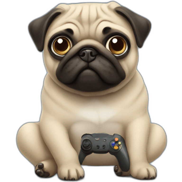 pug playing video games emoji