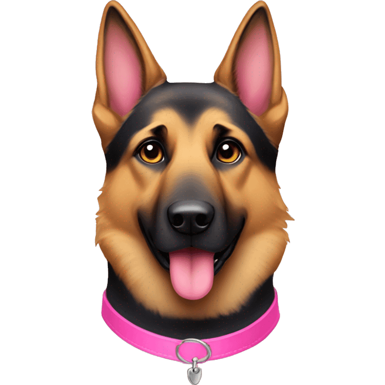 German Shepard wearing pink collar  emoji