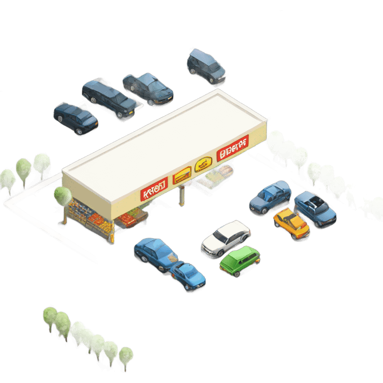 isometric supermarket car park emoji