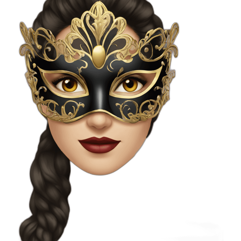 Masquerade beautiful brunette in a mask emoji