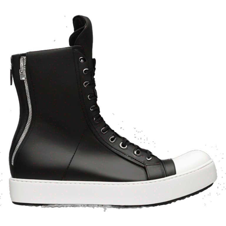 Rick owens geobasket sneaker zip hightop detailed sideprofile black white emoji