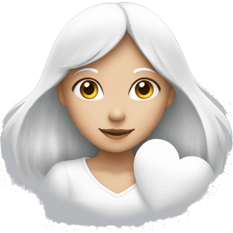 white colour heart with girl emoji