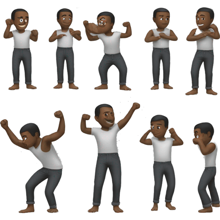 Black man with holding up his pants that are to big emoji