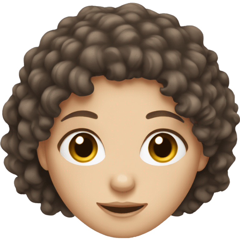 white girl with dark brown curly hair emoji