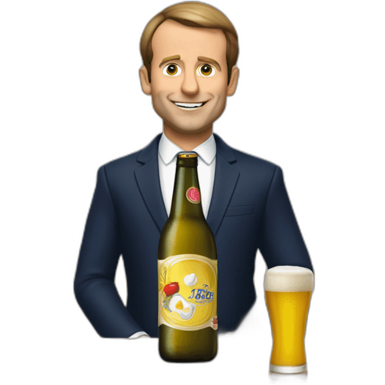 Macron qui boit de la bière emoji