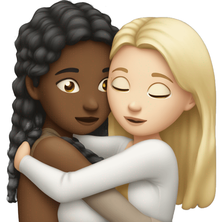 Two white girls cuddling emoji