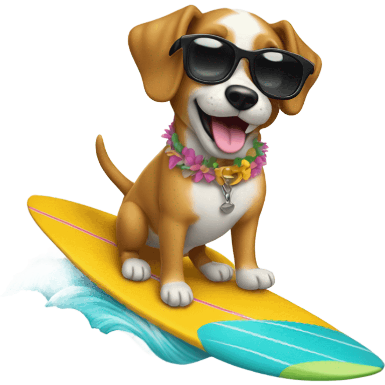 An emoji of a dog surfing emoji