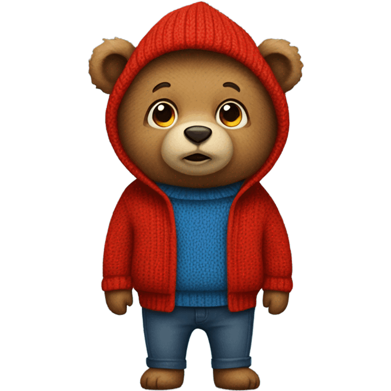 Bear wearing red sweater and blue pants  emoji