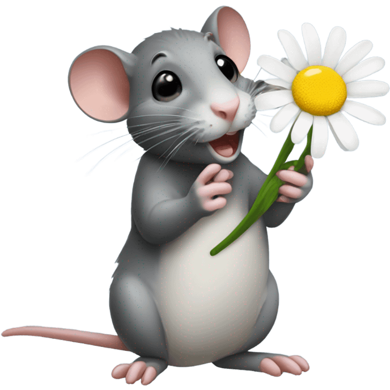 A rat with a daisy in its hand  emoji