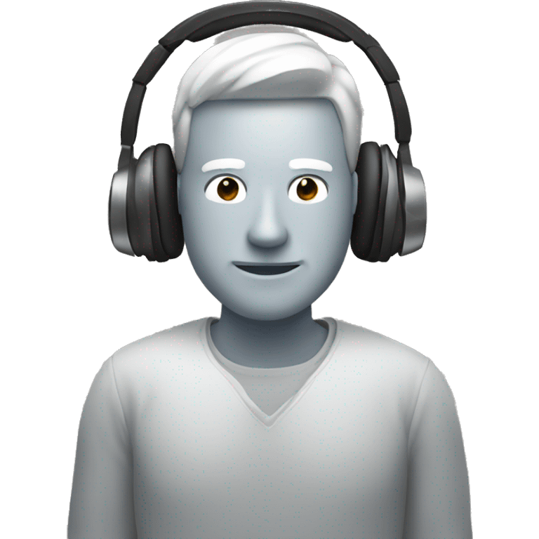 man with laptop headphones phone only upper part of body  emoji