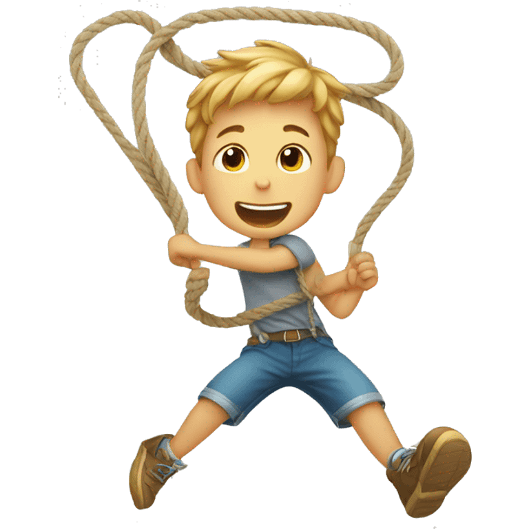 Boy jummping with a rope emoji