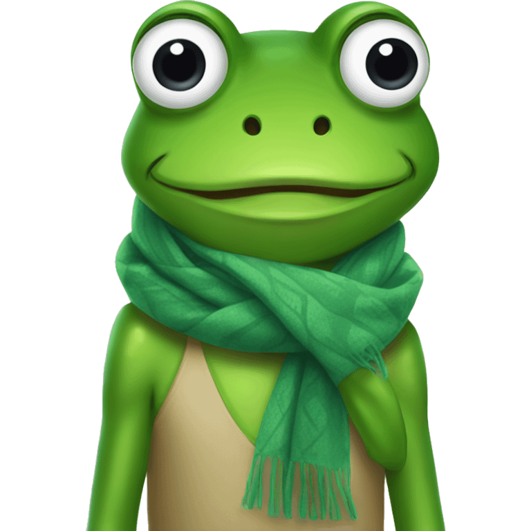 Frog wearing scarf emoji