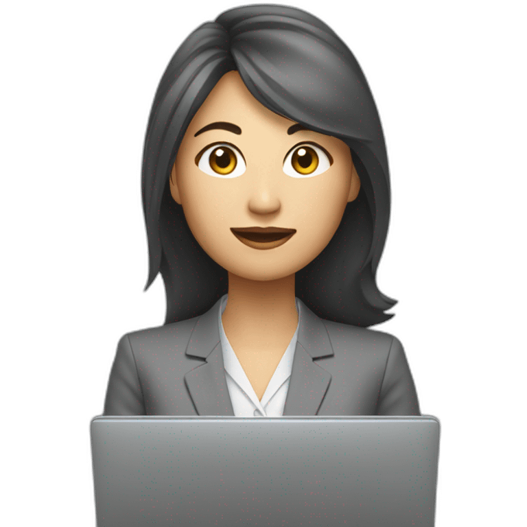 asian business woman behind gray laptop emoji