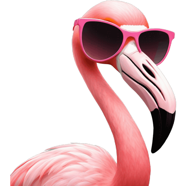 Flamingo with heart sunglasses  emoji