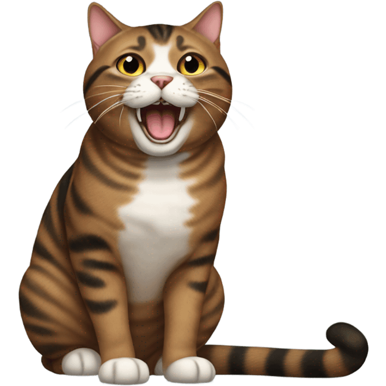 Fat brown and black tabby cat meowing emoji