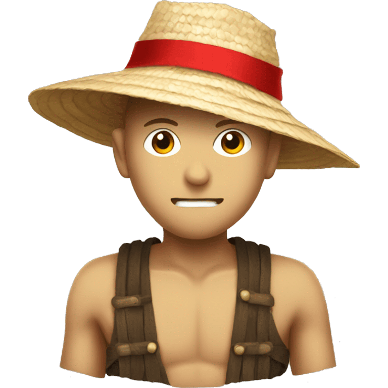 A strawhat with red ruban on it emoji