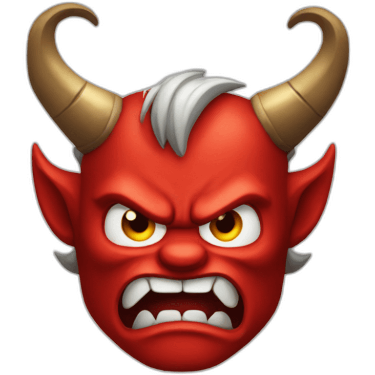 create an emoji of a red angry devil with 3 horns emoji