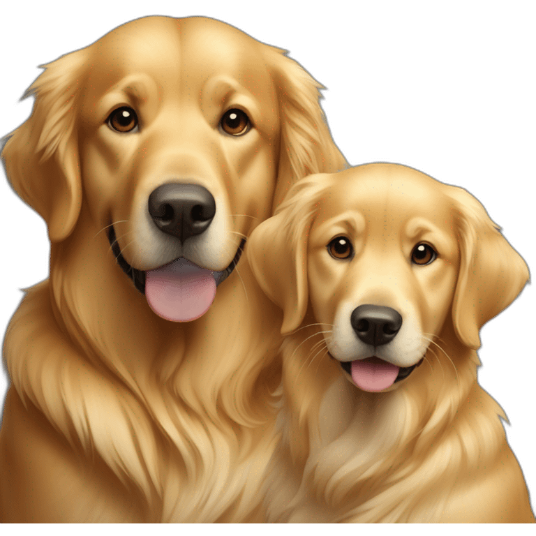 1 older female golden retriever and one younger boy retriever  emoji