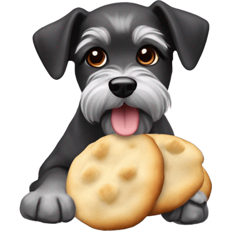 Miniature schnauzer eating pierogis emoji