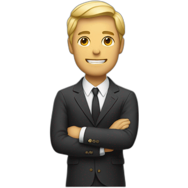 man in suit holding out his arms emoji