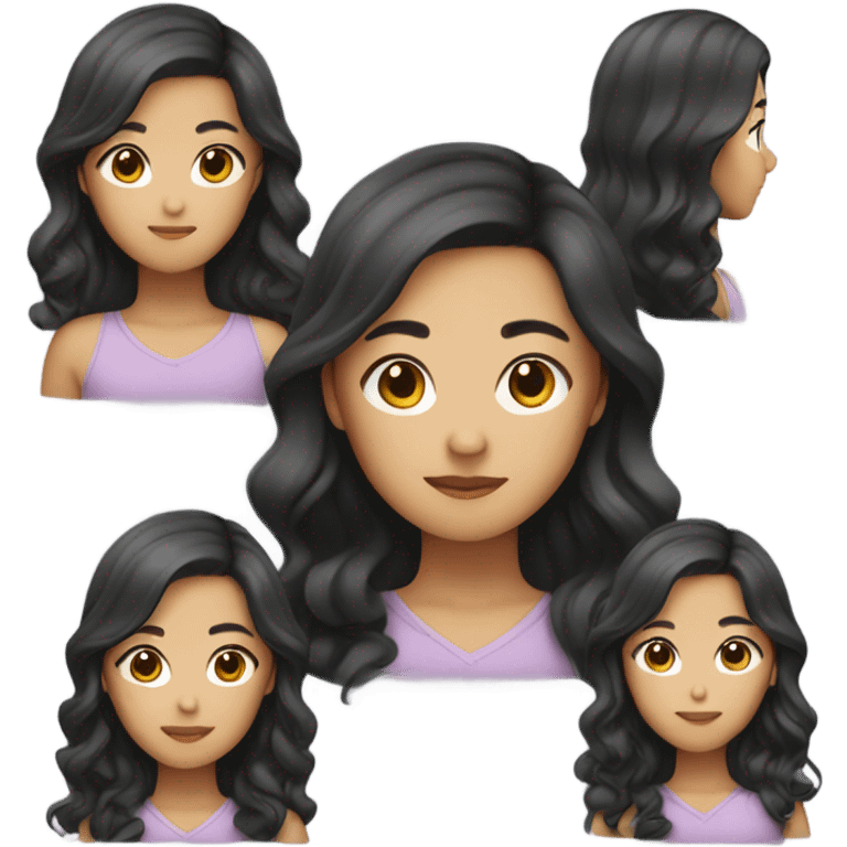 long medium wavy hair asian girl emoji