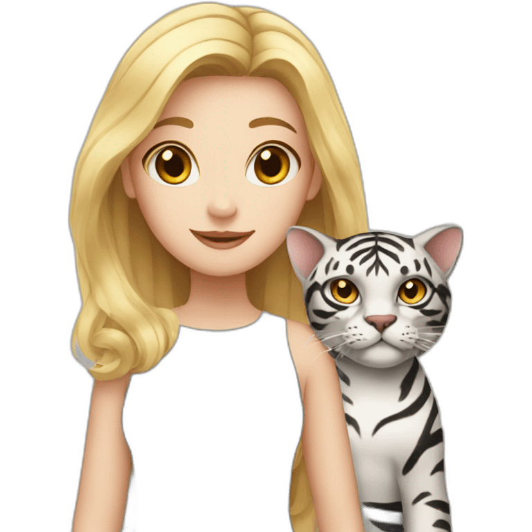 Blond white girl with black cat and tiger cat emoji