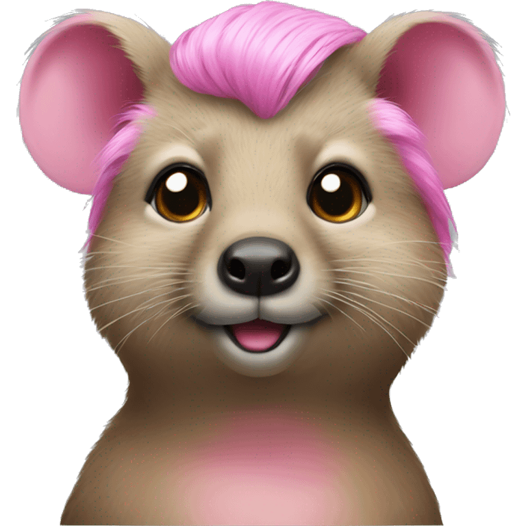 Hyrax wearing pink wig emoji