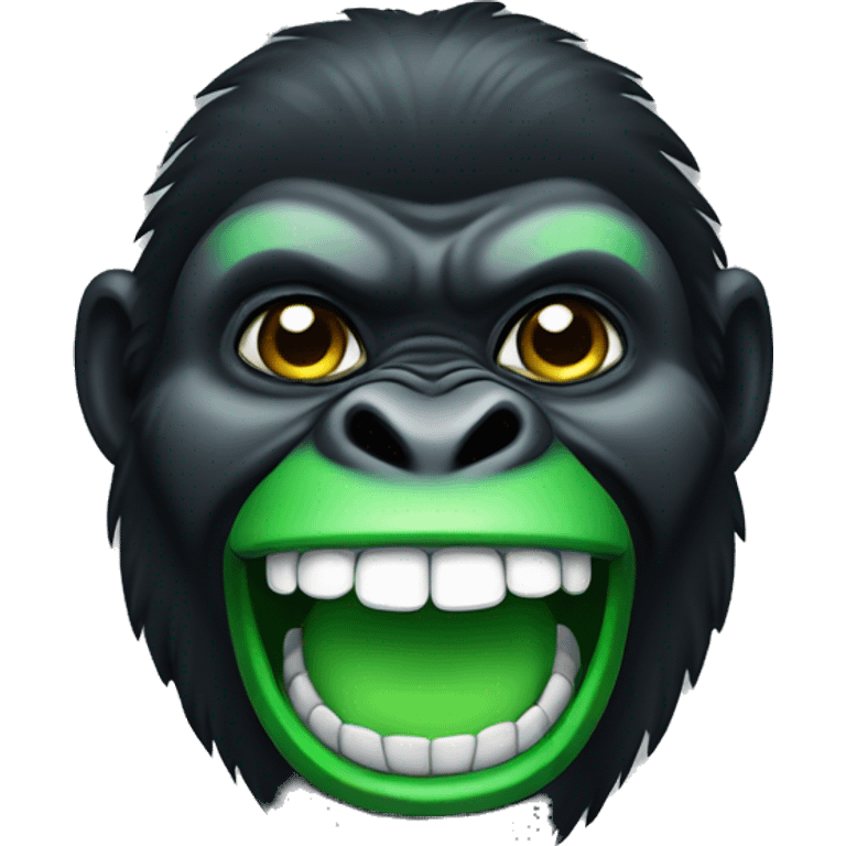 black gorilla smiling with green teeth  emoji