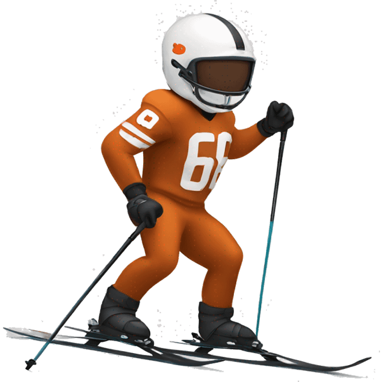 White Skier skiing wearing a browns football Jersey emoji