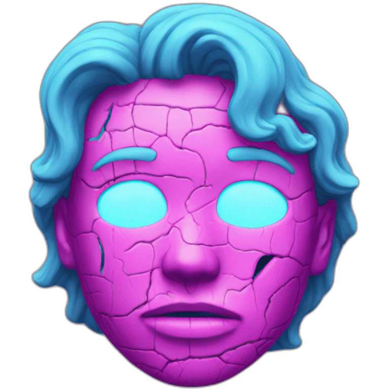 Vaporwave scarred face emoji