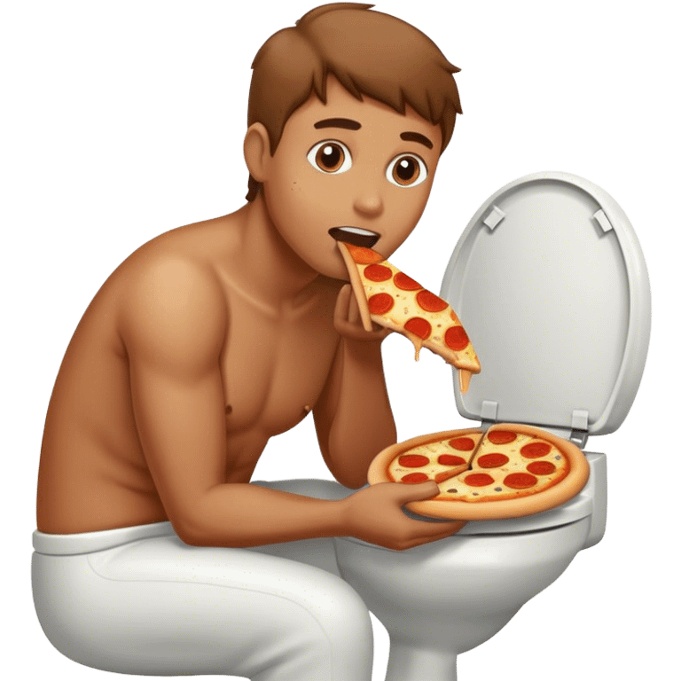 A man inside a toilet eating pizza emoji