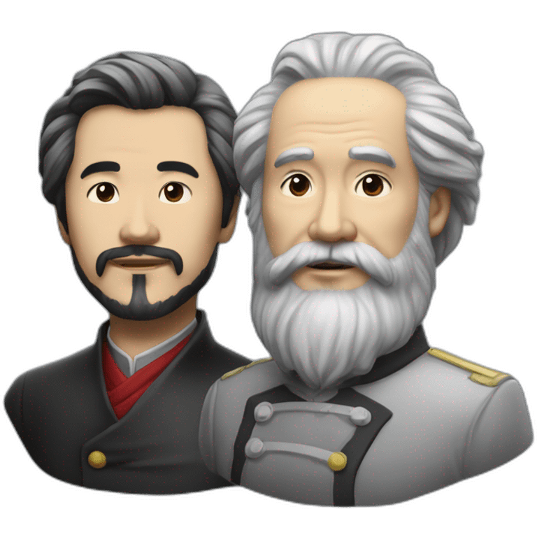 lihongzhi and karlmarx Hook-and-shoulder emoji