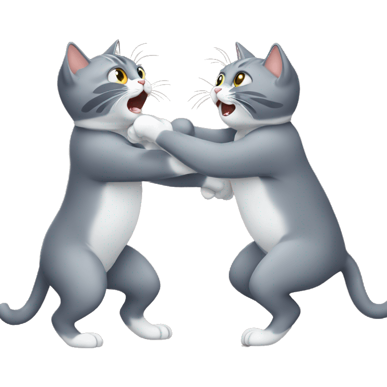 Two gray cats fighting emoji