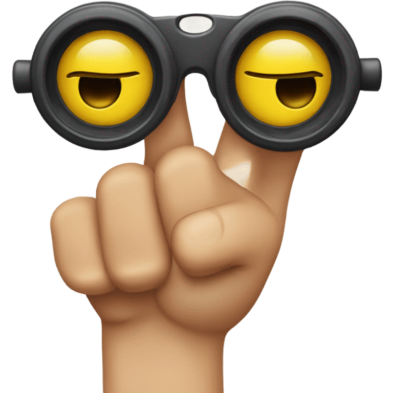 An emoji making a gesture by forming circles with both thumbs and index fingers, placing them around the eyes like binoculars emoji