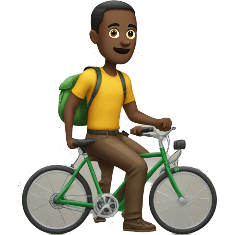 homme nir en afrique sur un velo emoji