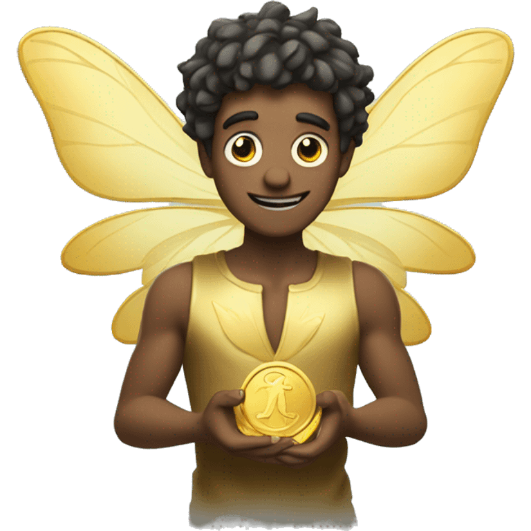 male fairy holding gold coins emoji