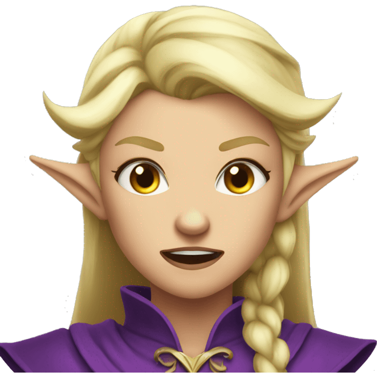 enraged angry, Noble female Elf with Elf ears and blonde hair and purple robes emoji