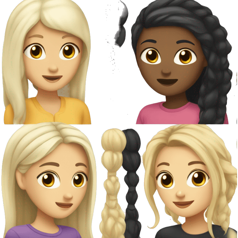 Asian girl with black hair and Black girl with blonde hair as best friends  emoji