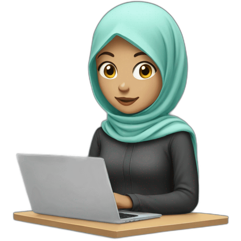 Girl wear hijab with laptop emoji